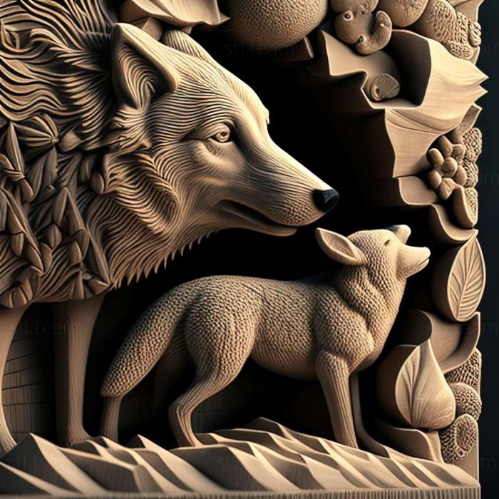 3D модель Игра Овчарка и волк (STL)